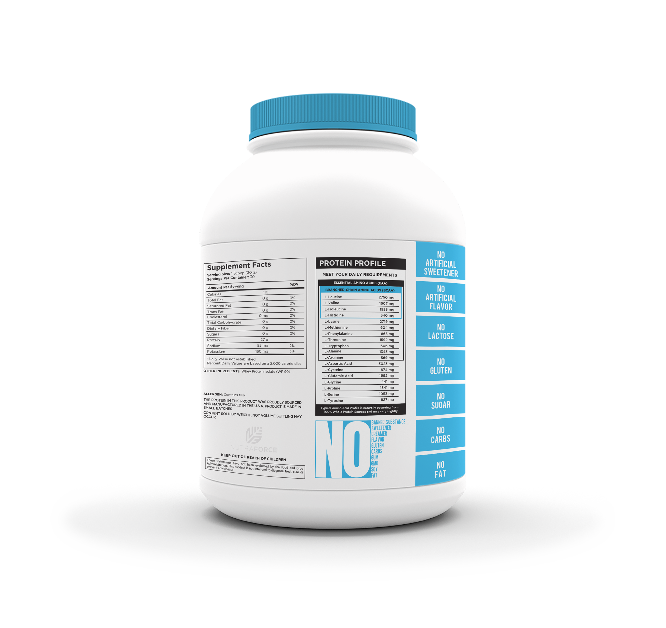 NUTRAFORCE FLAVORLESS ISOLATE PROTEINS 2LBS UNFLAVORED